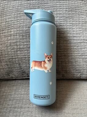 Serengeti Welsh Corgi Stainless Steel Vacuum Insulated 24oz Water Bottle